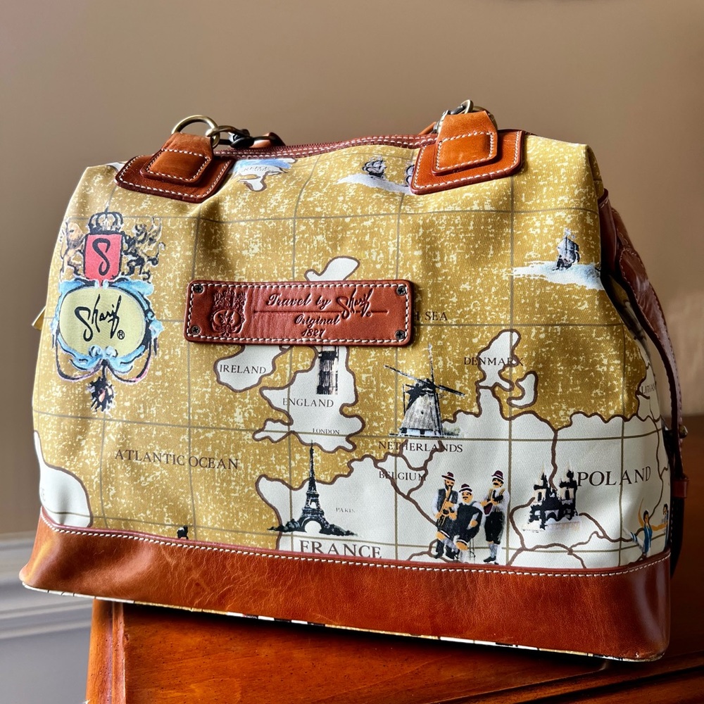 World Map Print Yellow Satchel/Shoulder Bag. Original 1827, Travel By Sharif.